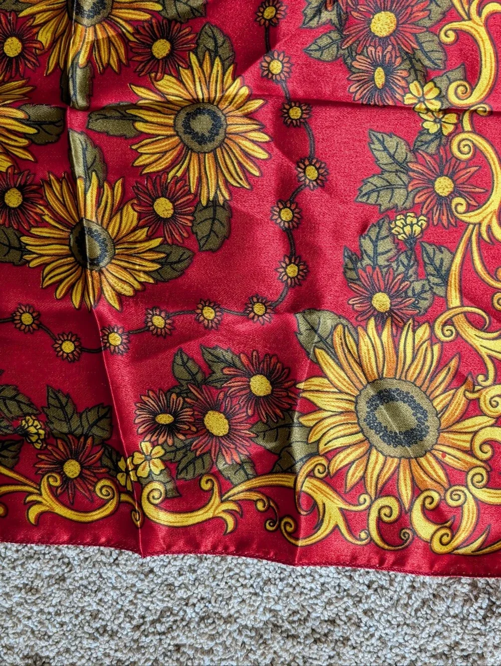 Floral Sunflower Red Decorative Scarf - Brand Unspecified